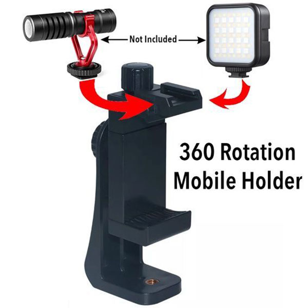 360 Degree Mobile Holder With Cold Shoe Mount